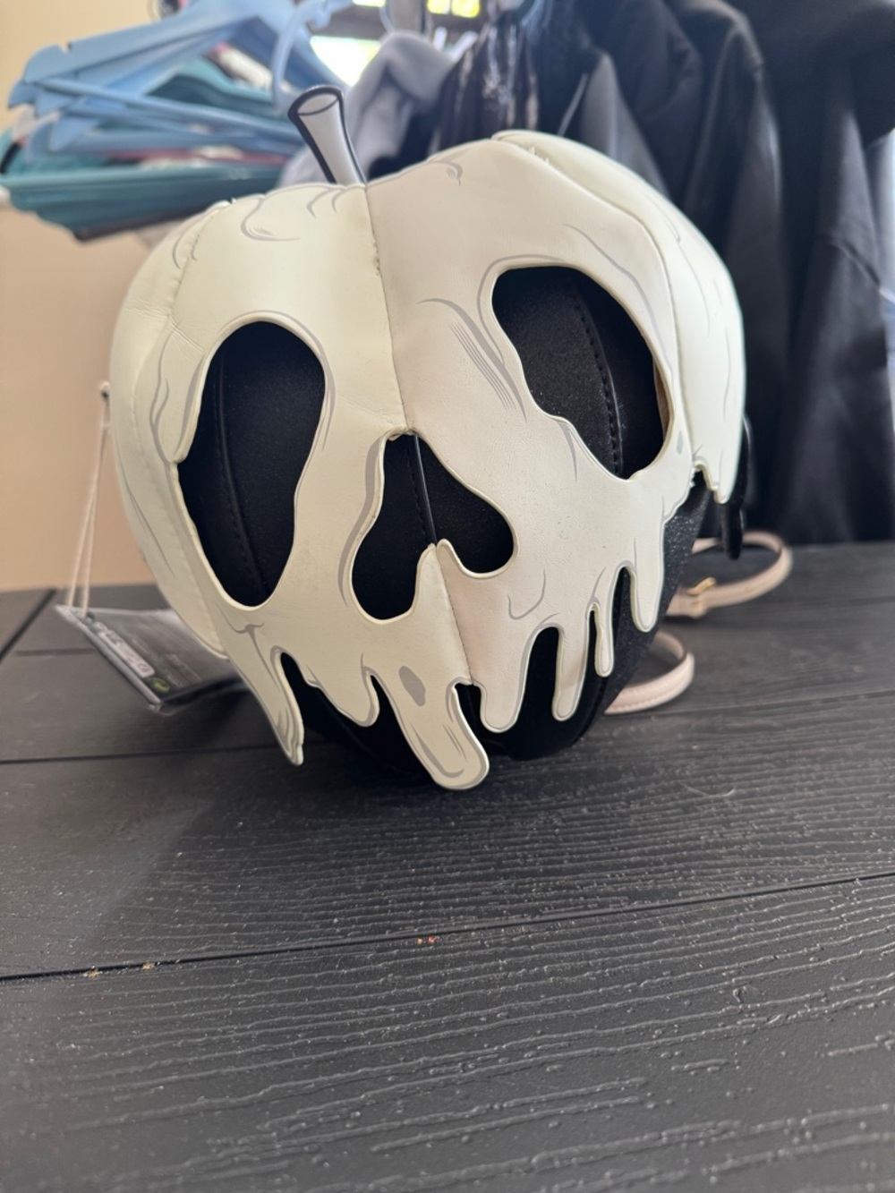 Loungefly Black Crossbody Bag with White Dripping Skull Apple Design
